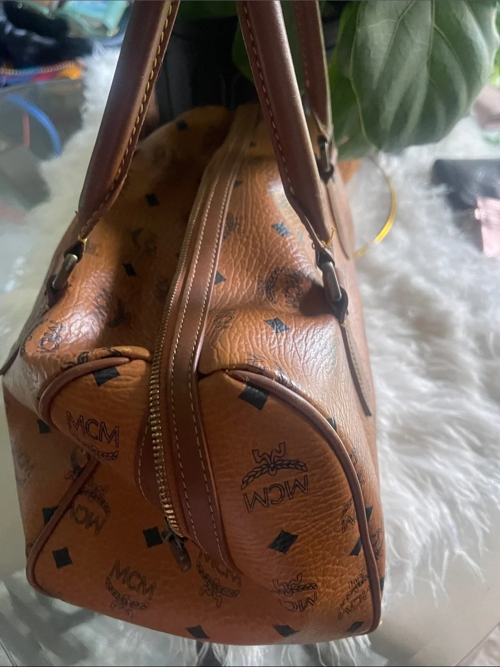 MCM satchel cognac